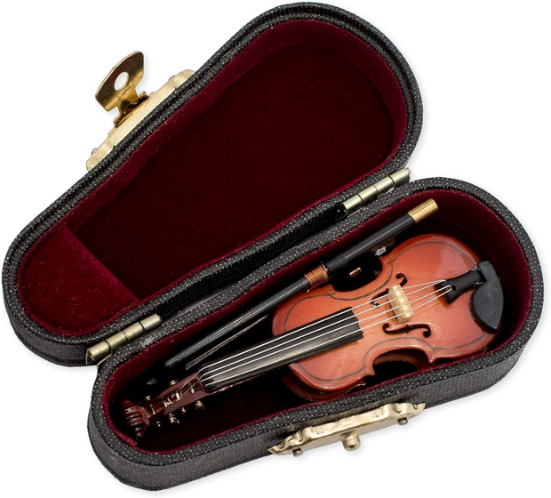 Mini Violin – 3.9-Inch Gag Gift Replica | Sound-Playing Desk Toy & Hilarious Stress-Relief for Friends and Coworkers