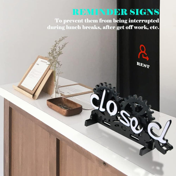 Mechanical Gear Open/Close Sign – Twist to Flip | Buy One Get One Free!