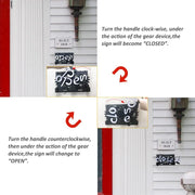 Mechanical Gear Open/Close Sign – Twist to Flip | Buy One Get One Free!