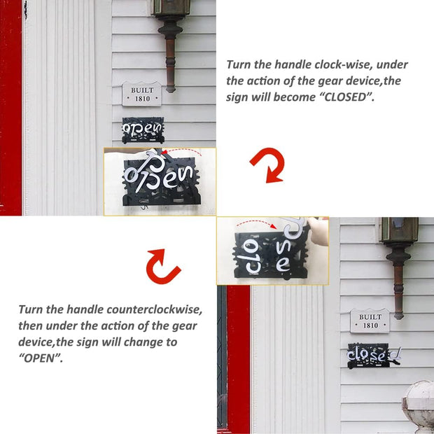 Mechanical Gear Open/Close Sign – Twist to Flip | Buy One Get One Free!