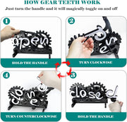 Mechanical Gear Open/Close Sign – Twist to Flip | Buy One Get One Free!