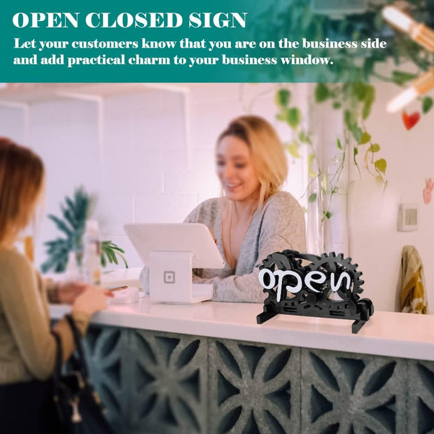 Mechanical Gear Open/Close Sign – Twist to Flip | Buy One Get One Free!