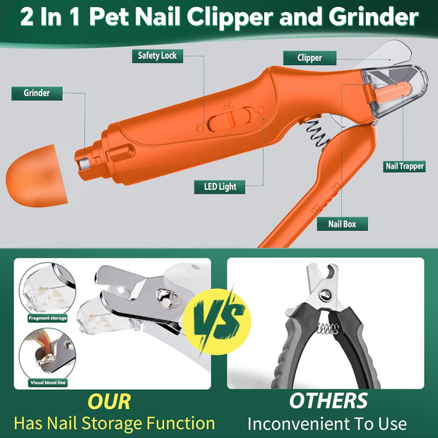 USB Rechargeable Nail Clippers with Quick Sensor – Safe Grooming for Dogs & Cats