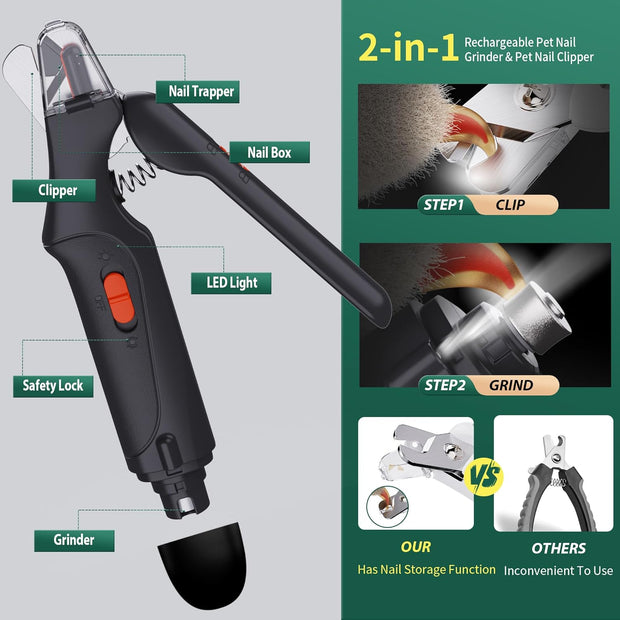 USB Rechargeable Nail Clippers with Quick Sensor – Safe Grooming for Dogs & Cats