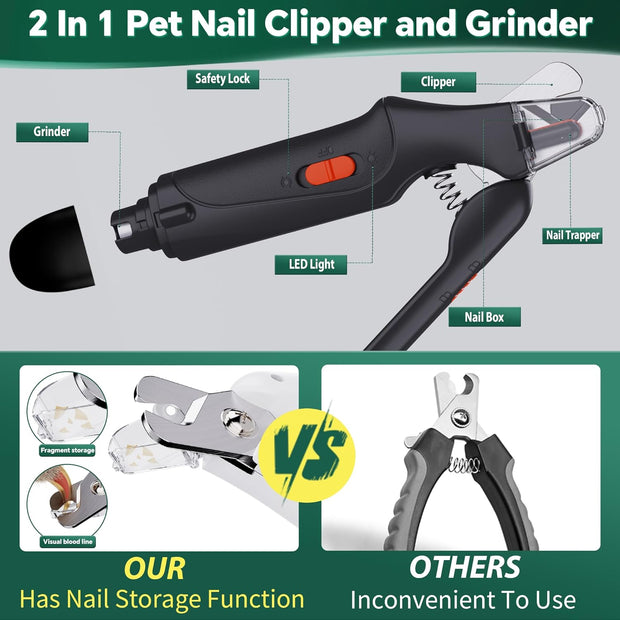 USB Rechargeable Nail Clippers with Quick Sensor – Safe Grooming for Dogs & Cats