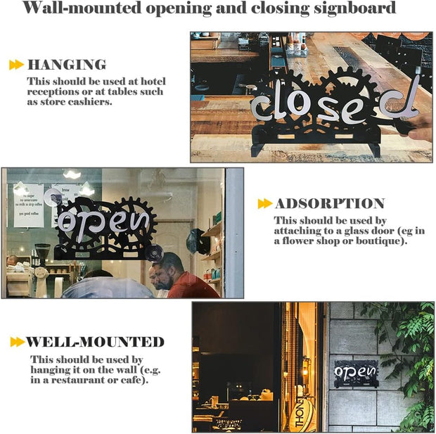 Mechanical Gear Open/Close Sign – Twist to Flip | Buy One Get One Free!