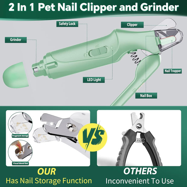 USB Rechargeable Nail Clippers with Quick Sensor – Safe Grooming for Dogs & Cats
