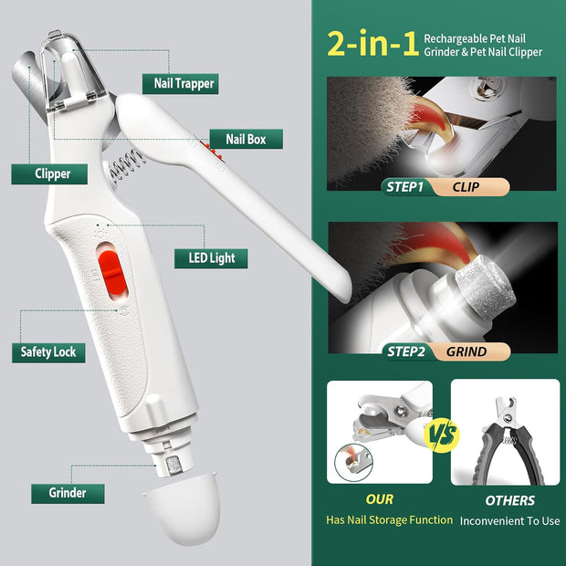 USB Rechargeable Nail Clippers with Quick Sensor – Safe Grooming for Dogs & Cats