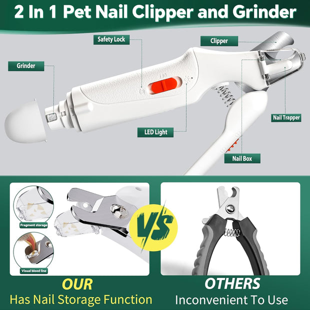 USB Rechargeable Nail Clippers with Quick Sensor – Safe Grooming for Dogs & Cats