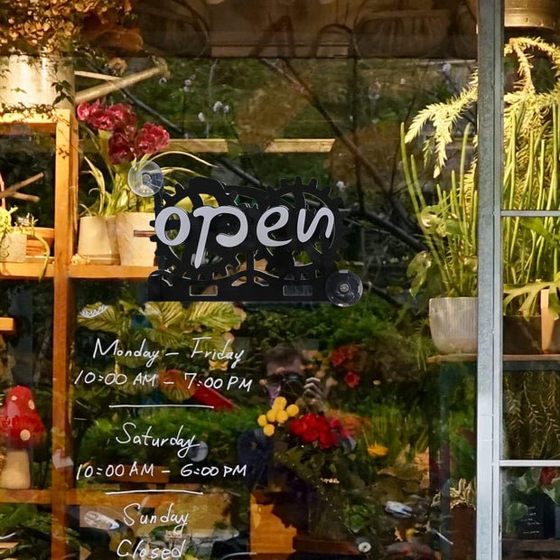 Mechanical Gear Open/Close Sign – Twist to Flip | Buy One Get One Free!