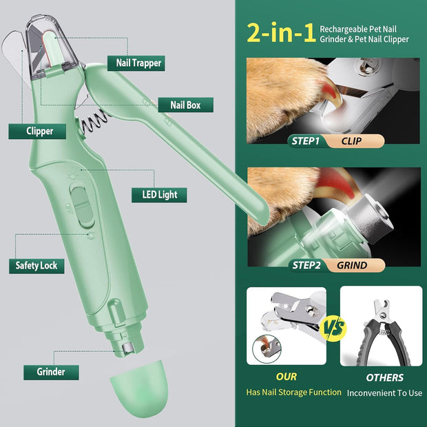USB Rechargeable Nail Clippers with Quick Sensor – Safe Grooming for Dogs & Cats