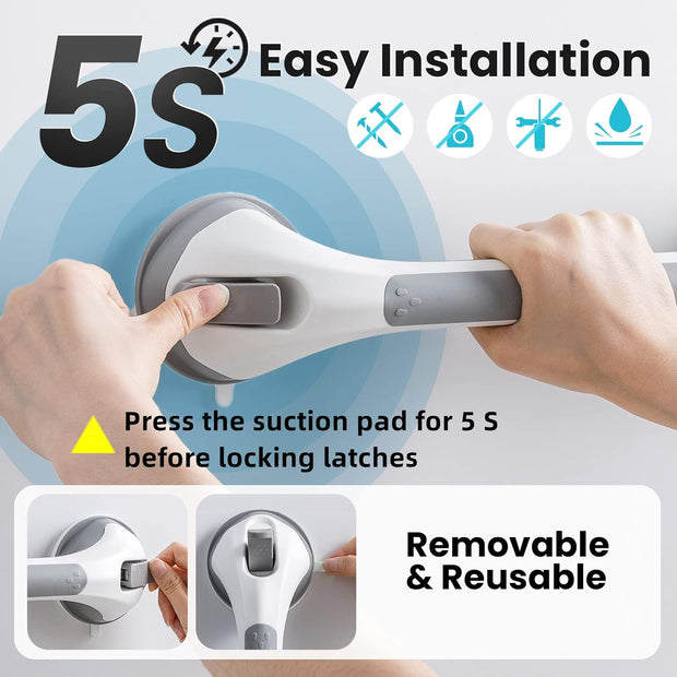 Instant Grip Shower Handle – 240lbs Suction Power for Slip-Free Showers! No Drills, No Tools, All Safety
