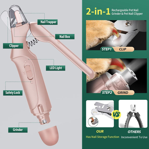 USB Rechargeable Nail Clippers with Quick Sensor – Safe Grooming for Dogs & Cats