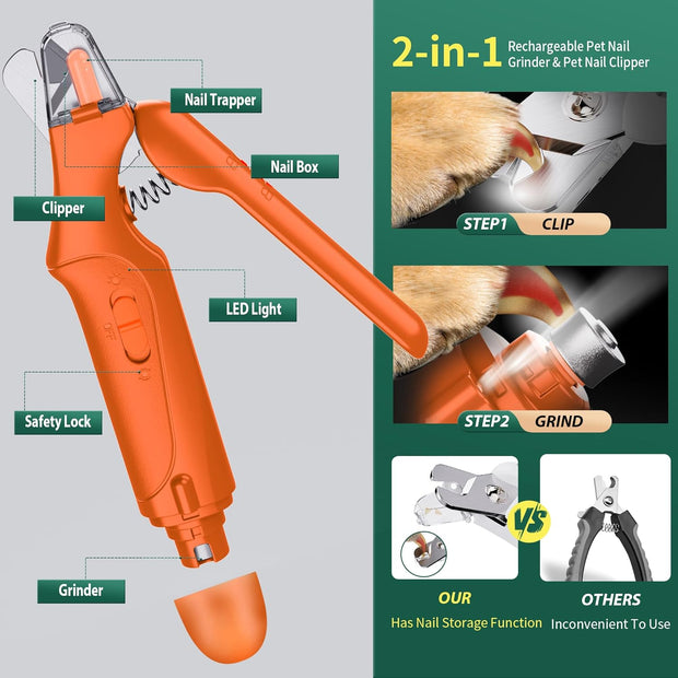 USB Rechargeable Nail Clippers with Quick Sensor – Safe Grooming for Dogs & Cats