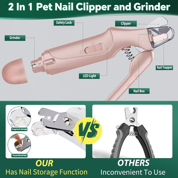 USB Rechargeable Nail Clippers with Quick Sensor – Safe Grooming for Dogs & Cats