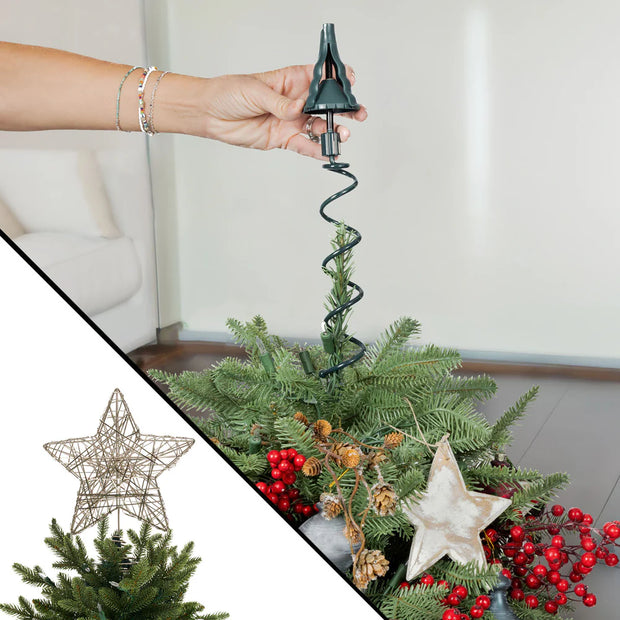 Christmas Tree Topper Holder – Universal Spiral & Pivot Support | Perfectly Straight Stars, Angels & Finials