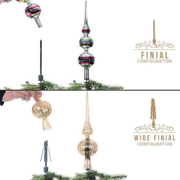 Christmas Tree Topper Holder – Universal Spiral & Pivot Support | Perfectly Straight Stars, Angels & Finials