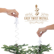 Christmas Tree Topper Holder – Universal Spiral & Pivot Support | Perfectly Straight Stars, Angels & Finials